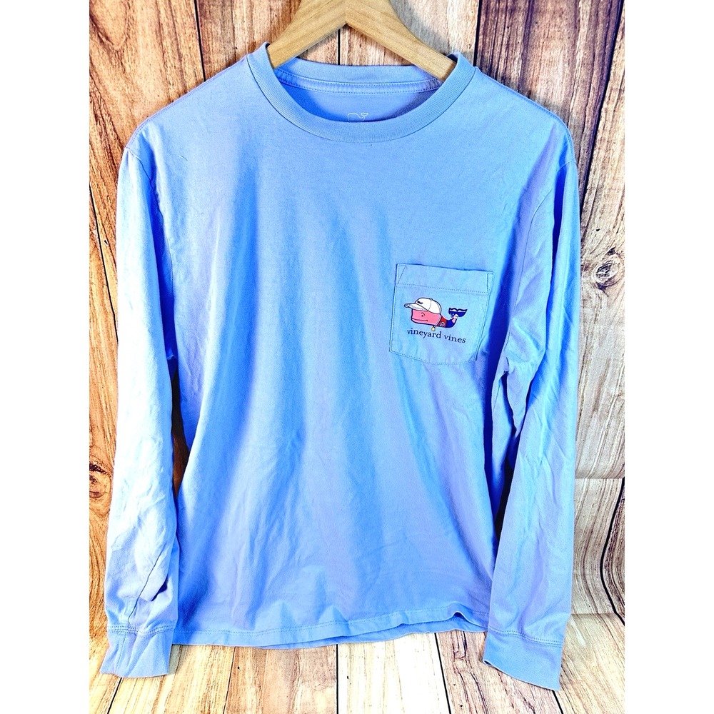Vineyard Vines Mens BLUE Long Sleeve TShirt‎ Graphic Tee Whale  MEDIUM